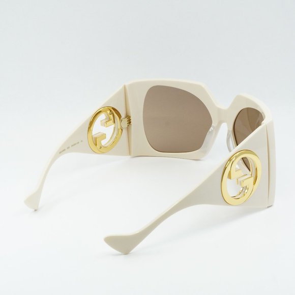 FINAL PRICE NEW GUCCI GG1255S 002 IVORY LIGHT BROWN SS’23 SUNGLASSES - Picture 11 of 11